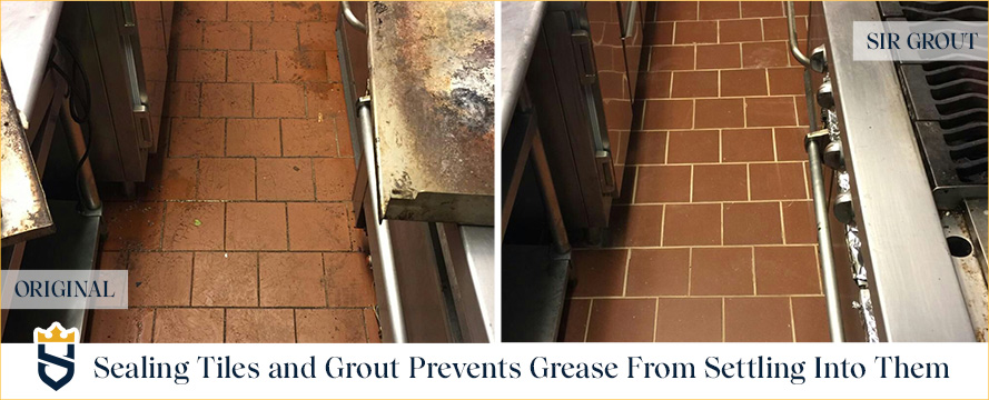 Sealing tiles and grout prevents grease from settling into them