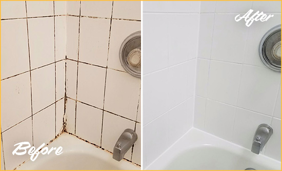 Before and After Picture of a Ben Avon Tub Caulked to Remove and Avoid Mold