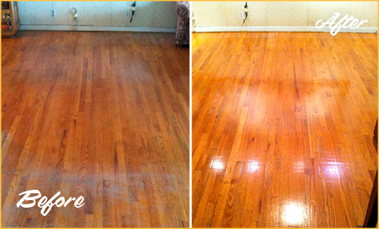 Before and After Picture of a New Alexandria Wood Deep Cleaning Service on a Stained Floor
