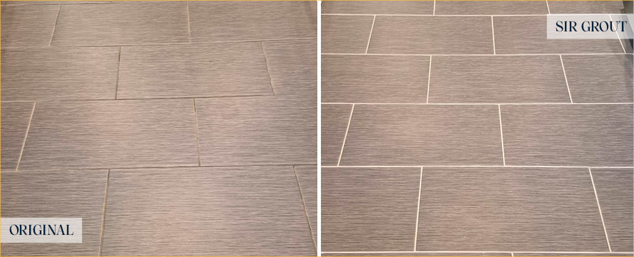Floor Before and After a Superb Grout Cleaning in Gibsonia, PA