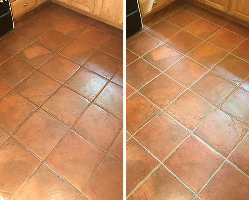Floor Before and After a Grout Cleaning in Verona, PA