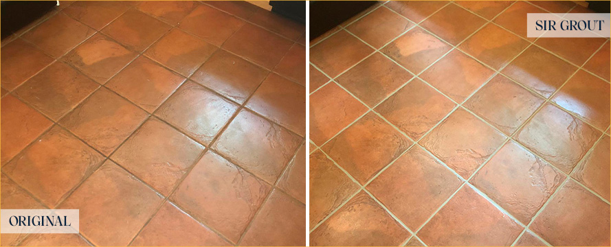 Floor Before and After a Flawless Grout Cleaning in Verona, PA