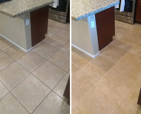 Kitchen Before and After Our Butler Grout Cleaning Service