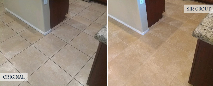 Kitchen Before and After Our Butler Grout Cleaning Service