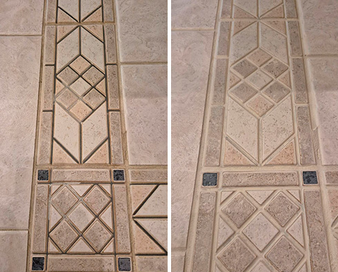 Floor Before and After a Grout Cleaning in McDonald, PA