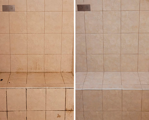Shower Before and After a Grout Cleaning in Venetia, PA