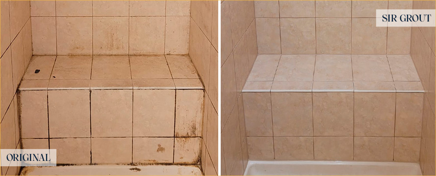 Shower Before and After a Flawless Grout Cleaning in Venetia, PA