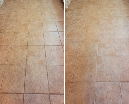 Floor Before and After a Grout Sealing in Pittsburgh, PA