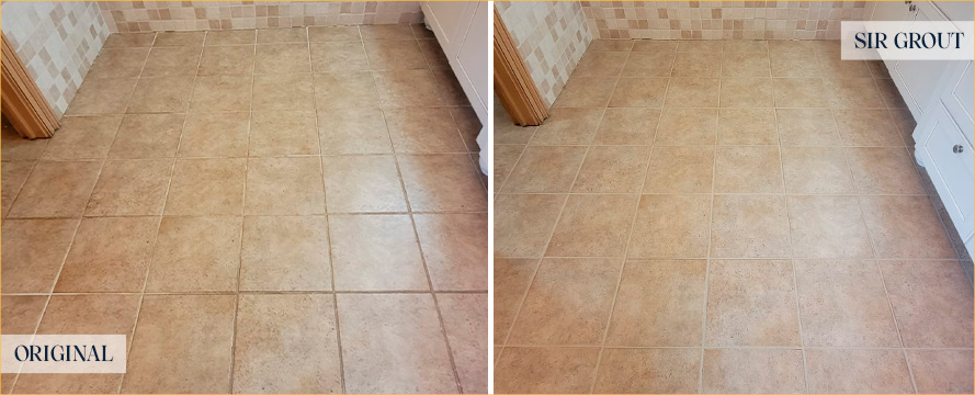 Floor Before and After a Flawless Grout Sealing in Pittsburgh, PA