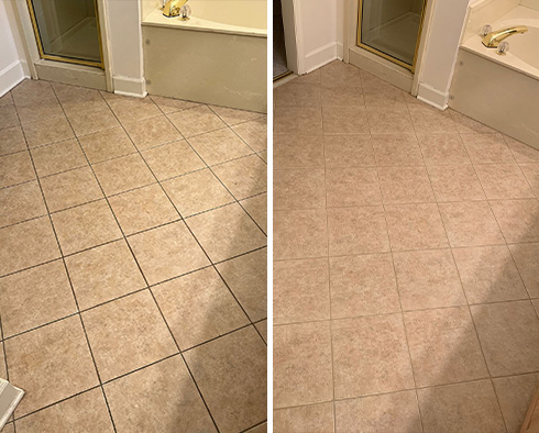 Ceramic Tile Floors Before and After Our Gibsonia Grout Sealing Service