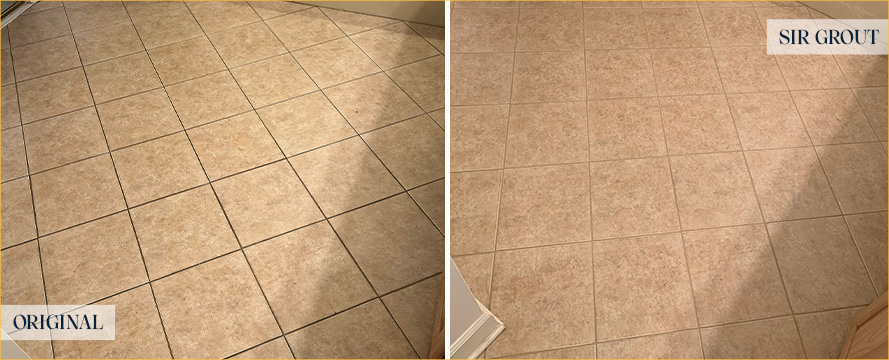 Ceramic Tile Floors Before and After Our Gibsonia Grout Sealing Service