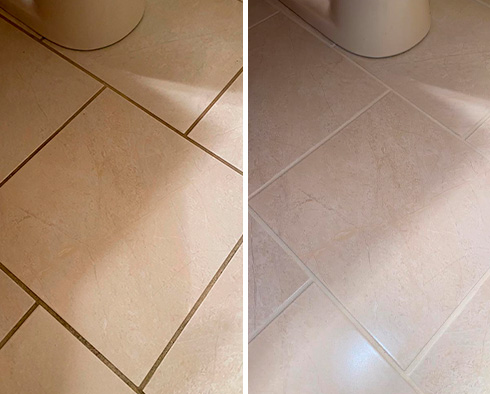 Floor Before and After a Grout Sealing in Pittsburgh, PA