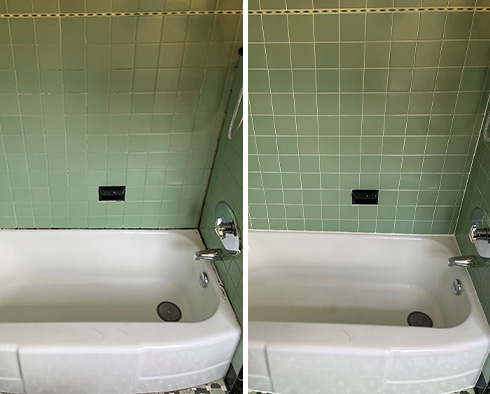 Shower Before and After Our Allegheny Caulking Services