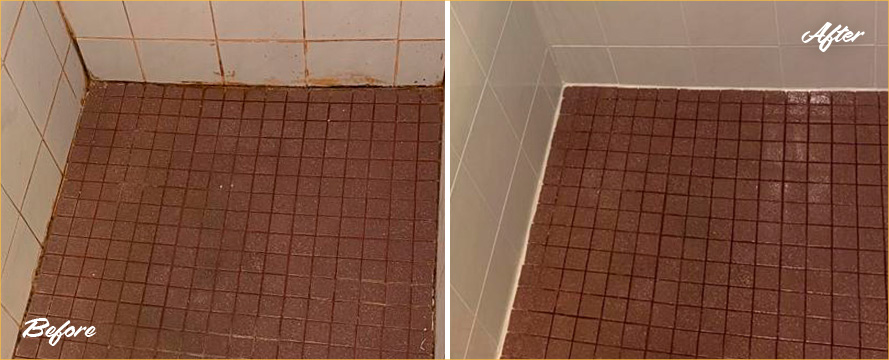 Before and After Image of a Shower After Superb Caulking Services in Pittsburgh