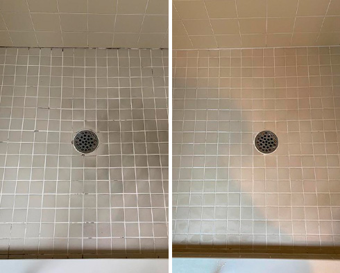 Sewickley Hard Surface Restoration Services Before and After Image of a Shower