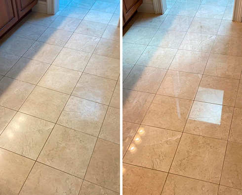 Before and After Our Marble Floor Stone Polishing Service in Pittsburgh, PA