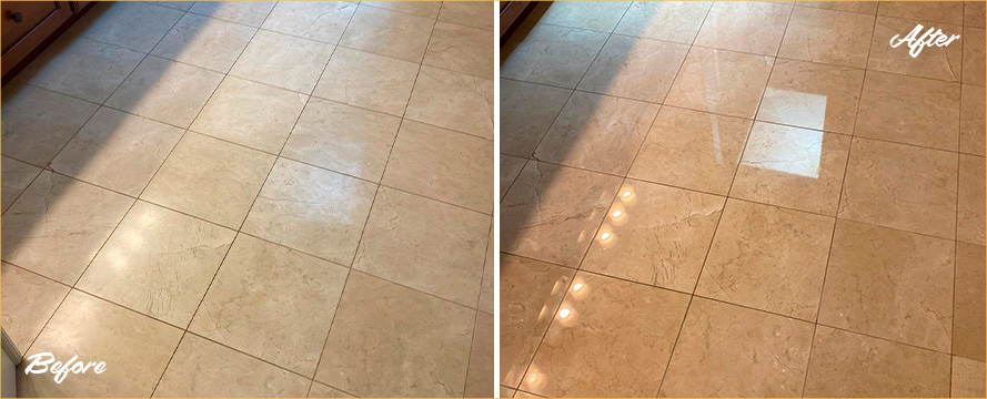 Before and After Our Marble Floor Stone Polishing in Pittsburgh, PA