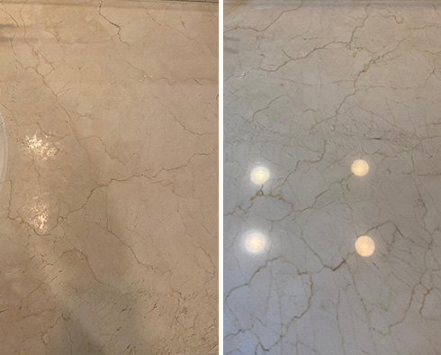 Countertop Before and After a Stone Polishing in Pittsburgh, PA