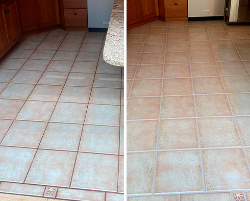 Floor Before and After a Grout Cleaning in Pittsburgh, PA