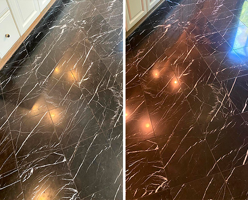 Marble Floor Before and After Our Stone Polishing in Coraopolis, PA