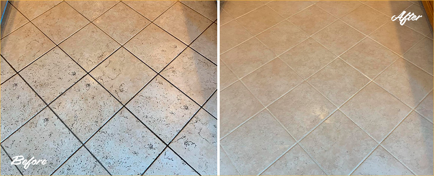 Kitchen Floor Restored by Our Tile and Grout Cleaners in Gibsonia, PA