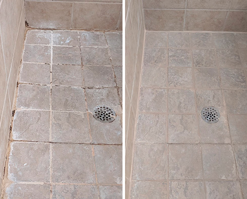 Slate Shower Before and After Our Hard Surface Restoration Services in Shadyside, PA