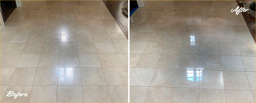 Marble Floor Before and After a Stone Cleaning in Pittsburgh, PA