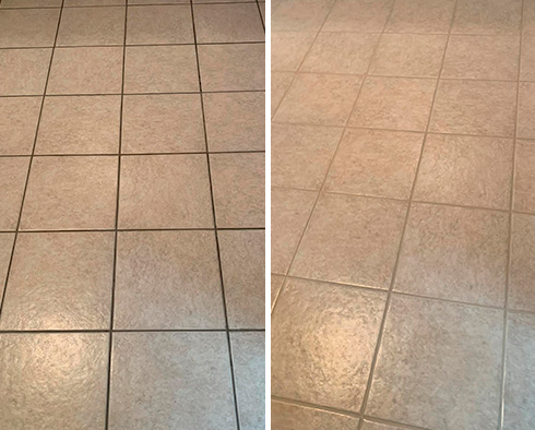 Ceramic Tile Floor Before and After a Grout Sealing in Bethel Park