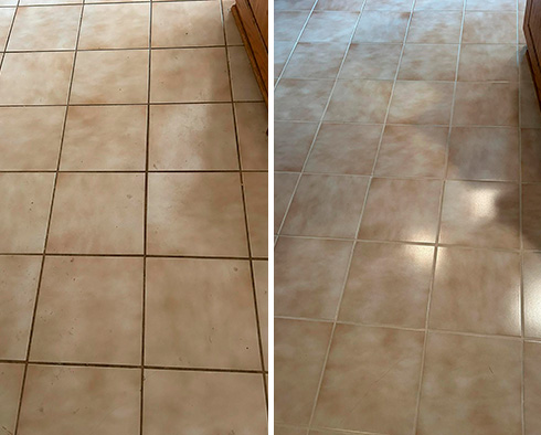 Floor Before and After a Grout Cleaning in Venetia, PA