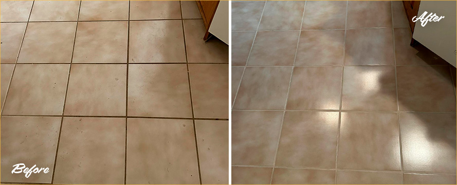 Floor Before and After a Superb Grout Cleaning in Venetia, PA