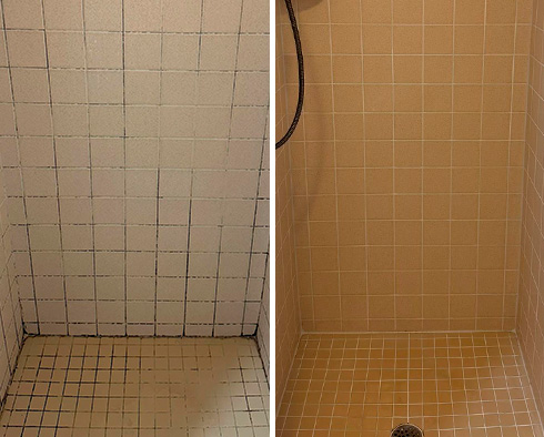 Shower Before and After a Grout Cleaning in Pittsburgh, PA