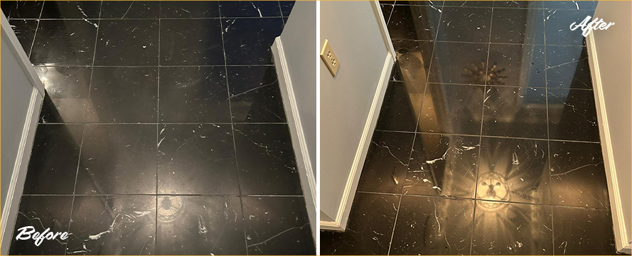Marble Floor Before and After a Stone Polishing in Fox Chapel, PA