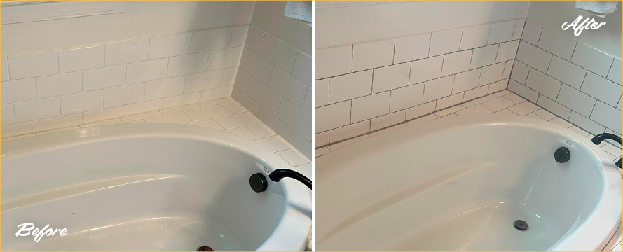Bathroom Before and After a Superb Grout Recoloring in Pittsburgh, PA
