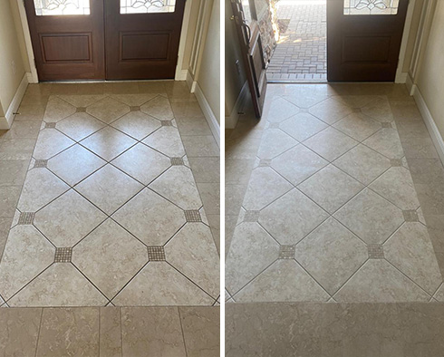 Floor Before and After a Grout Cleaning in Pittsburgh, PA