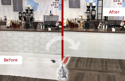 Before and After Picture of a Coffee Shop in a Book Store