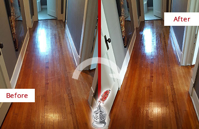 Sir Grout Restored This Oakland Wood Floor with a Deep Cleaning Service to Eliminate Scratches Before and After Picture of a Oakland Wood Deep Cleaning Service on a Floor to Eliminate Scratches