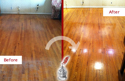 Before and After Picture of a Cheswick Wood Deep Cleaning Service on a Stained Floor